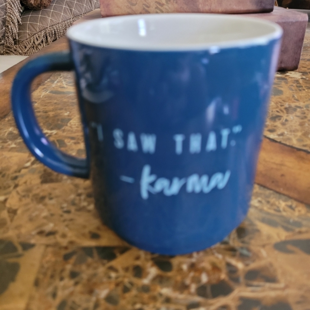 Threshold Blue Mug with Script Quote - Picture 2 of 5